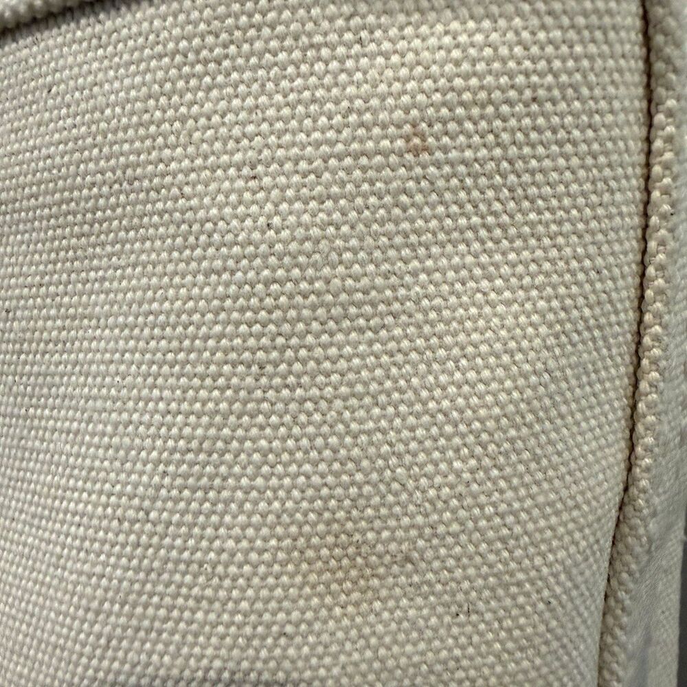 Lands End Open Top Canvas Tote Bag M Shoulder Red Natural Cotton Preppy Sturdy - Picture 9 of 16